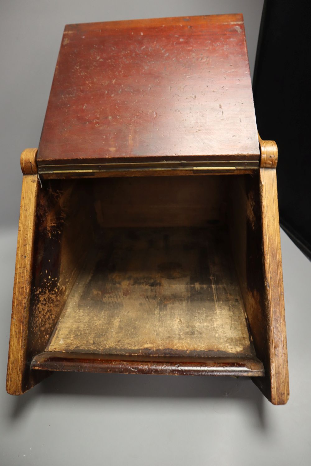 A Victorian rosewood and floral marquetry coal box, with brass mounted handle, depth 48cm